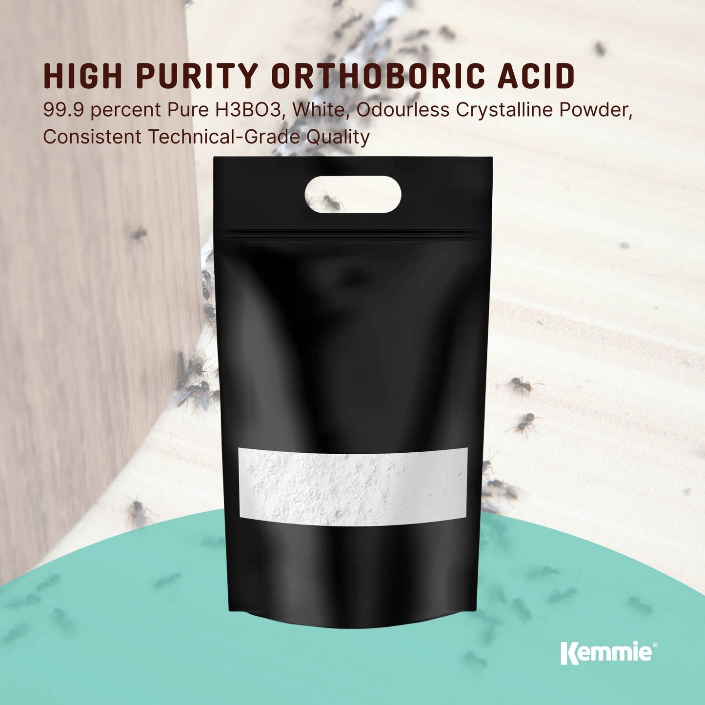 Kemmie 10Kg Boric Acid Powder 99.9% Pure - Soluble Orthoboric Acid H3BO3