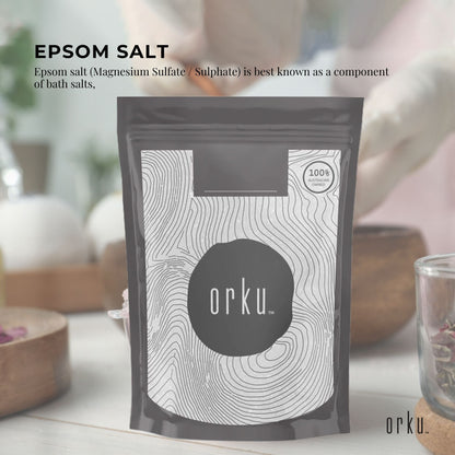 Orku 100g Epsom Salt - Magnesium Sulphate Bath Salts For Skin Body Sulfate
