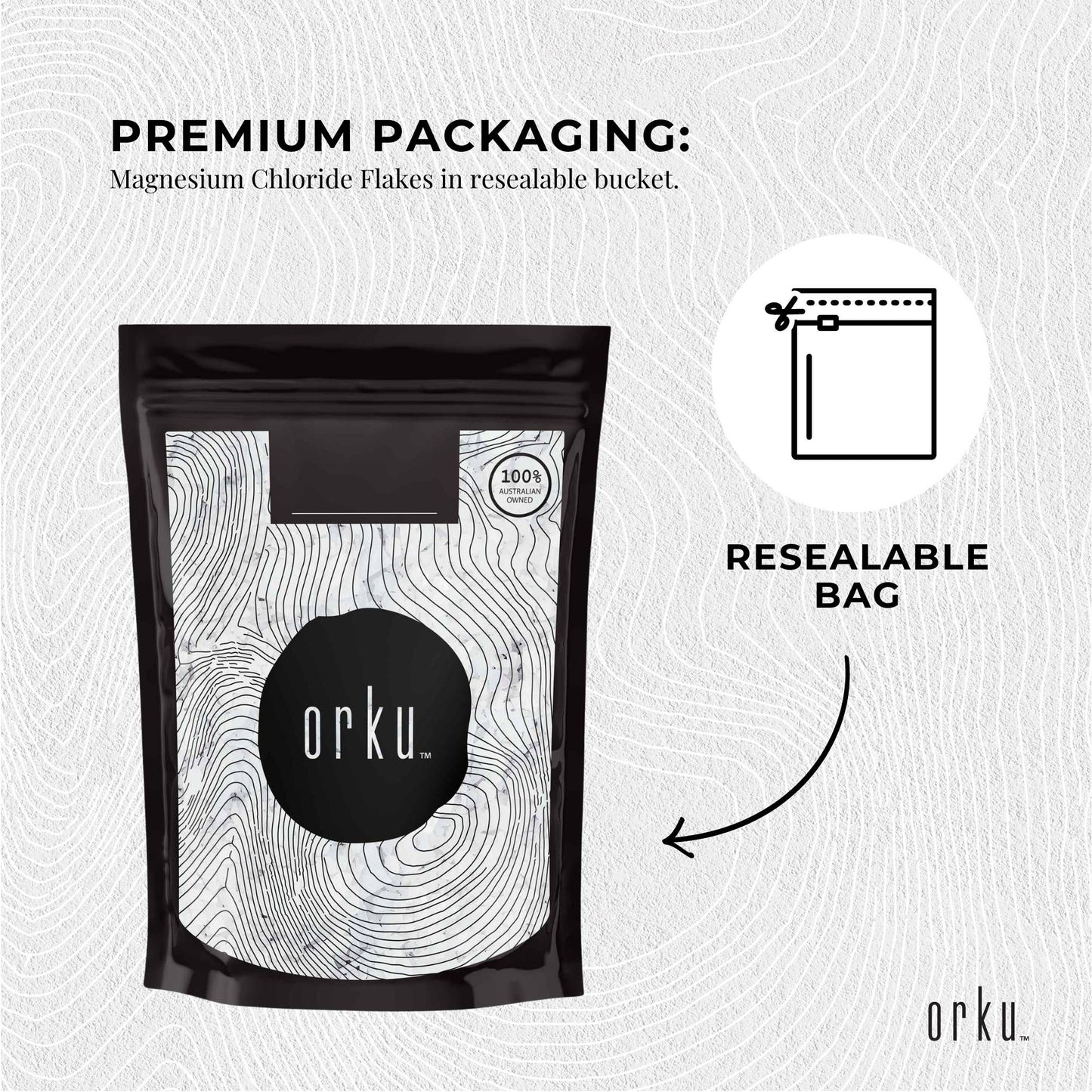 Orku 1Kg Magnesium Chloride Flakes Hexahydrate - FCC USP Spec Bath Salts