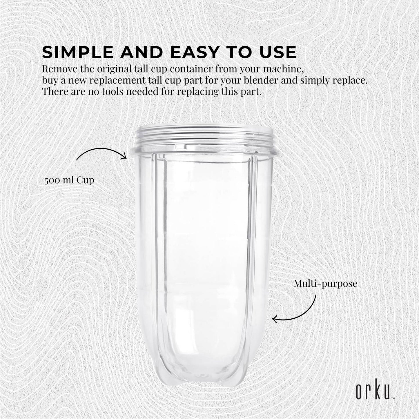 Kitchee 500ml Tall Cup Replacement For Magic Bullet Cross Blade Blender