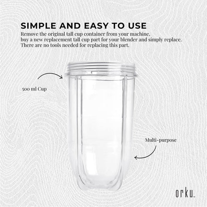 Kitchee 500ml Tall Cup Replacement For Magic Bullet Cross Blade Blender