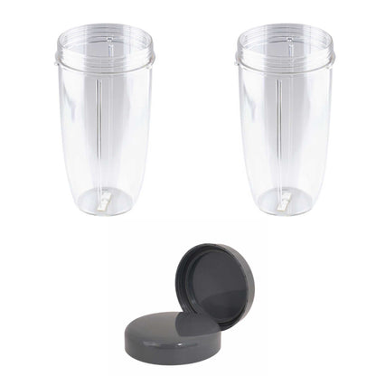 For Nutribullet 2 Tall Cups + 2 Stay Fresh Lid For Nutri 600 and 900 Models