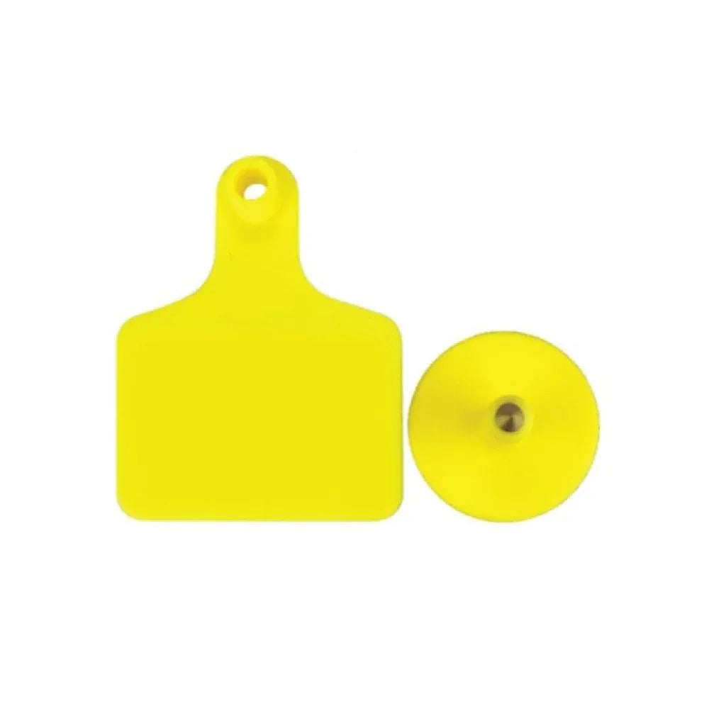 100x Cattle Ear Tags 5x4cm Set - Small Yellow Blank Sheep Pig Livestock Label