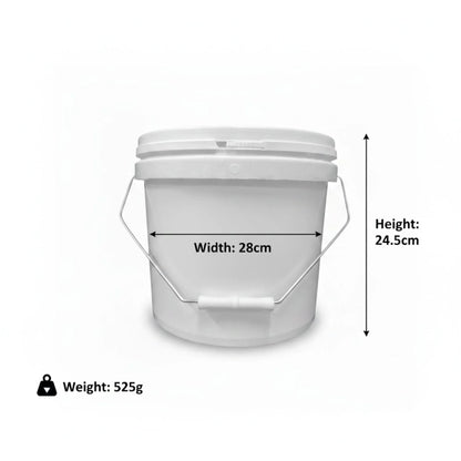 Kitchee Bulk 10x 10L Plastic Buckets + Lids - Empty White With Handle Large Pail
