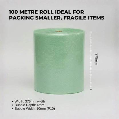 100m x 375mm Bubble Cushioning Wrap Biodegradable Eco Green Protective Packaging
