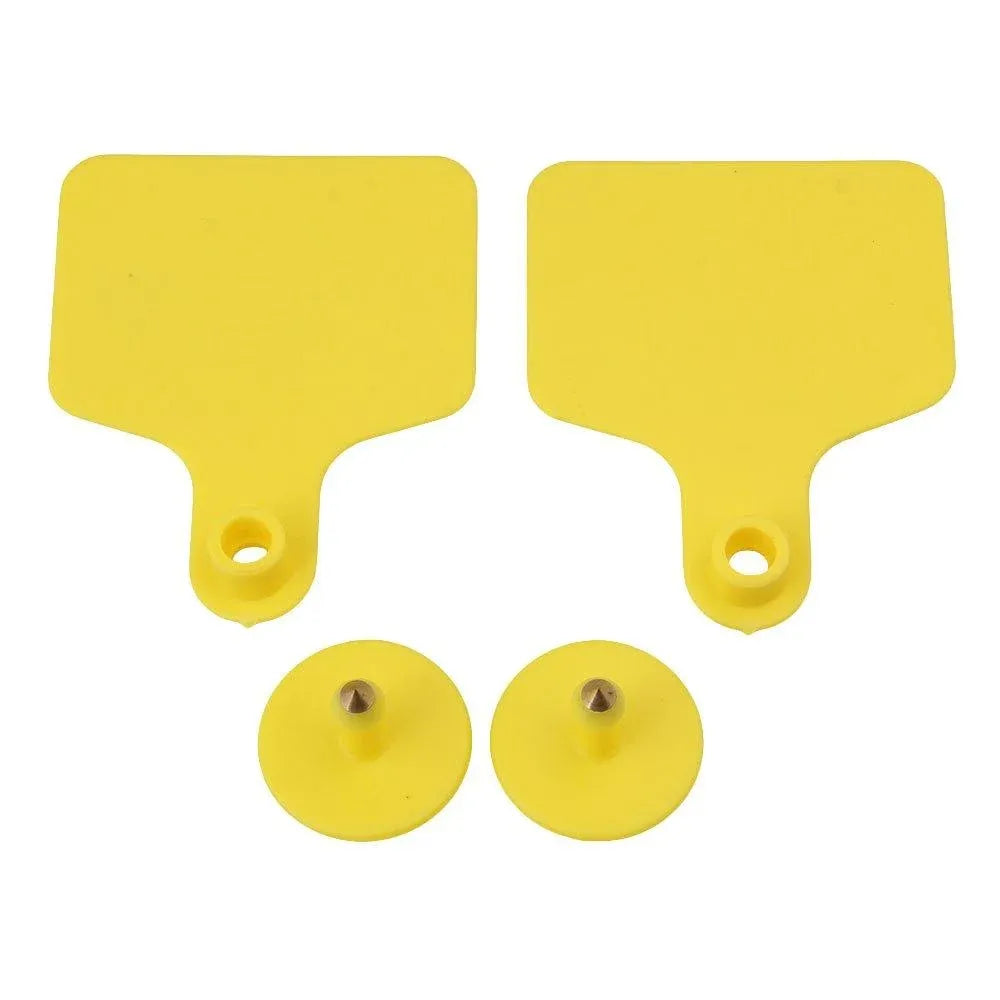 Rooster Farms 100x Cattle Ear Tags 6x7cm Livestock Set - Blank Yellow