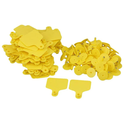 Rooster Farms 100x Cattle Ear Tags 6x7cm Livestock Set - Blank Yellow
