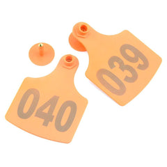 1-100 Cattle Number Ear Tag 6x7cm Set - Medium Orange Cow Sheep Livestock Label Tristar Online