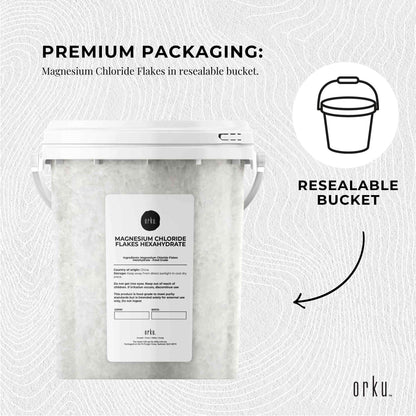 Orku 800g Magnesium Chloride Flakes Hexahydrate Tub - FCC USP Spec Bath Salts