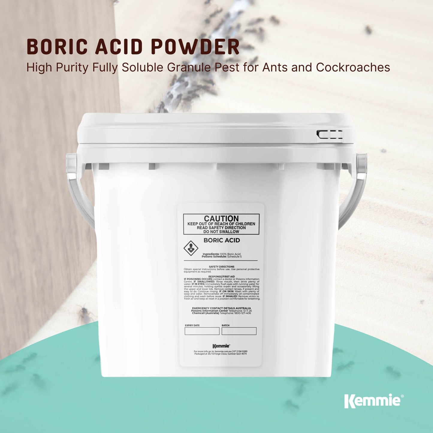 1Kg Boric Acid Powder Bucket 99.9% Pure Fully Soluble Granule Pest Ant Roaches