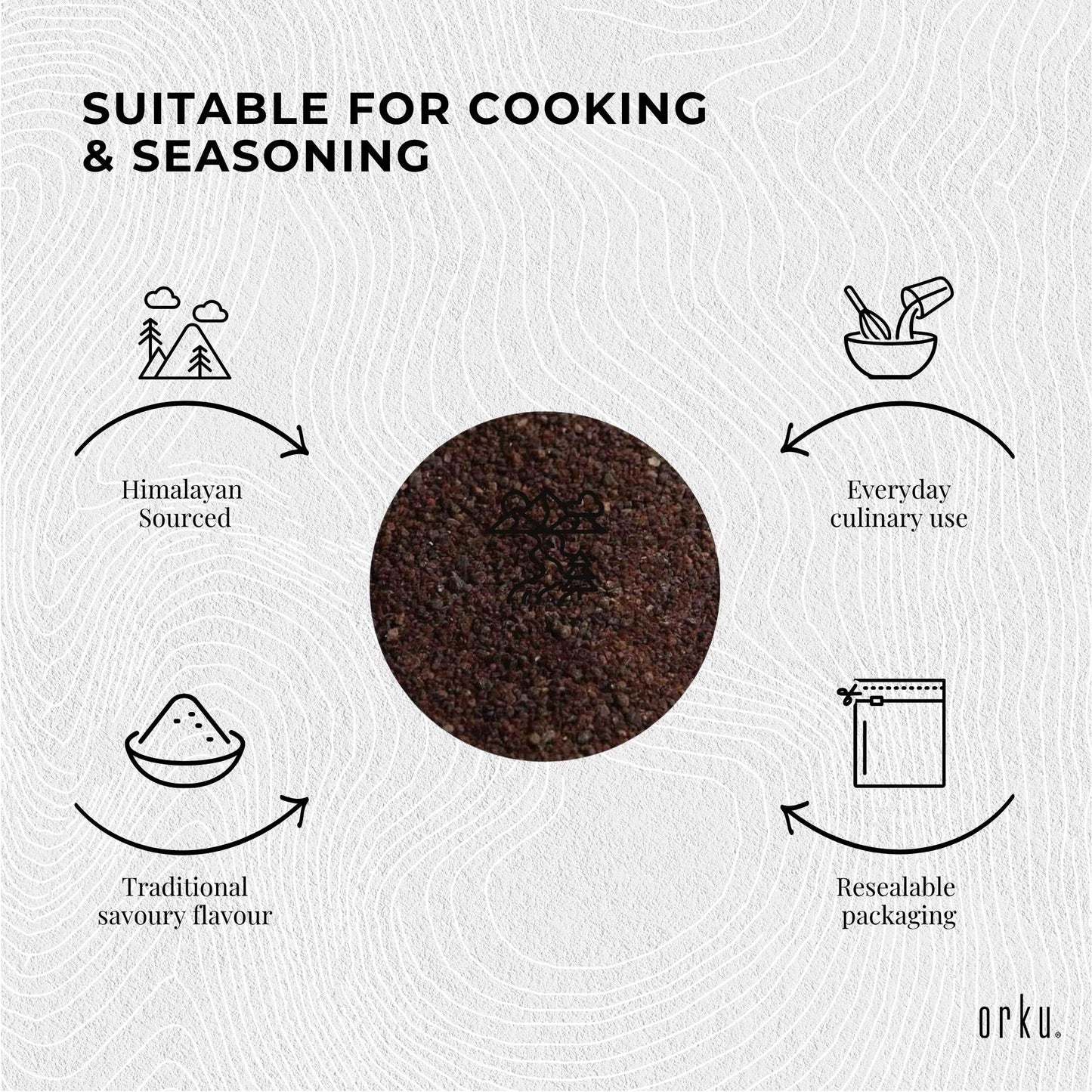 Orku 100g Himalayan Black Salt Cooking Kala Namak Vegan Seasoning