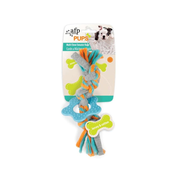 Puppy Multi Chew Rope Ring Toy - Dog Knotted Braided Cotton Teething Play AFP Tristar Online