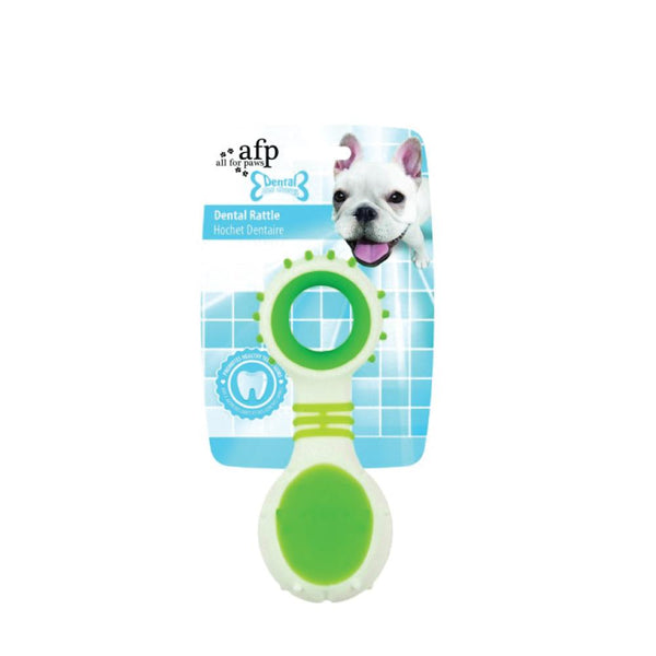 Dog Dental Rattle - Green Puppy Teething + Cleaning Gums Rubber Ridges Chew Tristar Online
