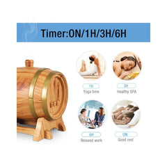 Essential Oil Aroma Diffuser - 350ml Barrel Wood Ultrasonic Air Mist Humidifier Tristar Online