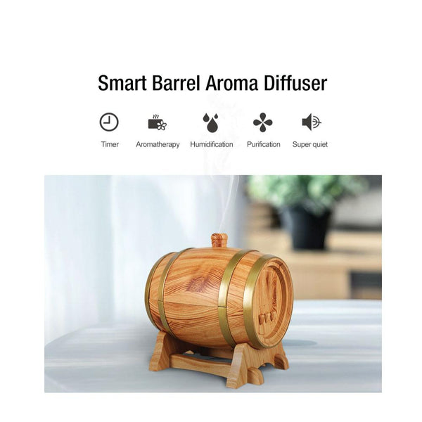 Essential Oil Aroma Diffuser - 350ml Barrel Wood Ultrasonic Air Mist Humidifier Tristar Online