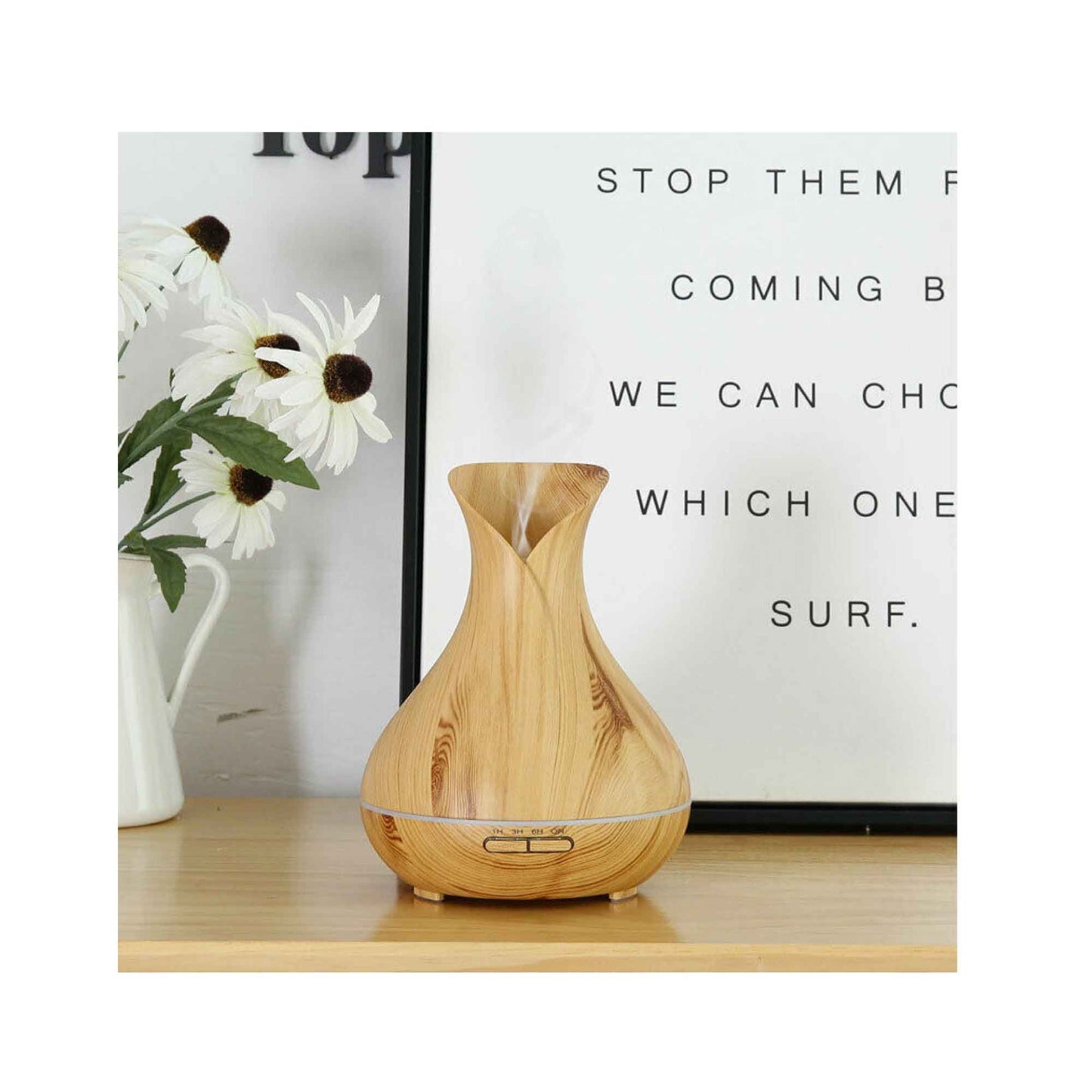 Orku Essential Oil Aroma Diffuser 400ml Tulip Wood Grain With Remote