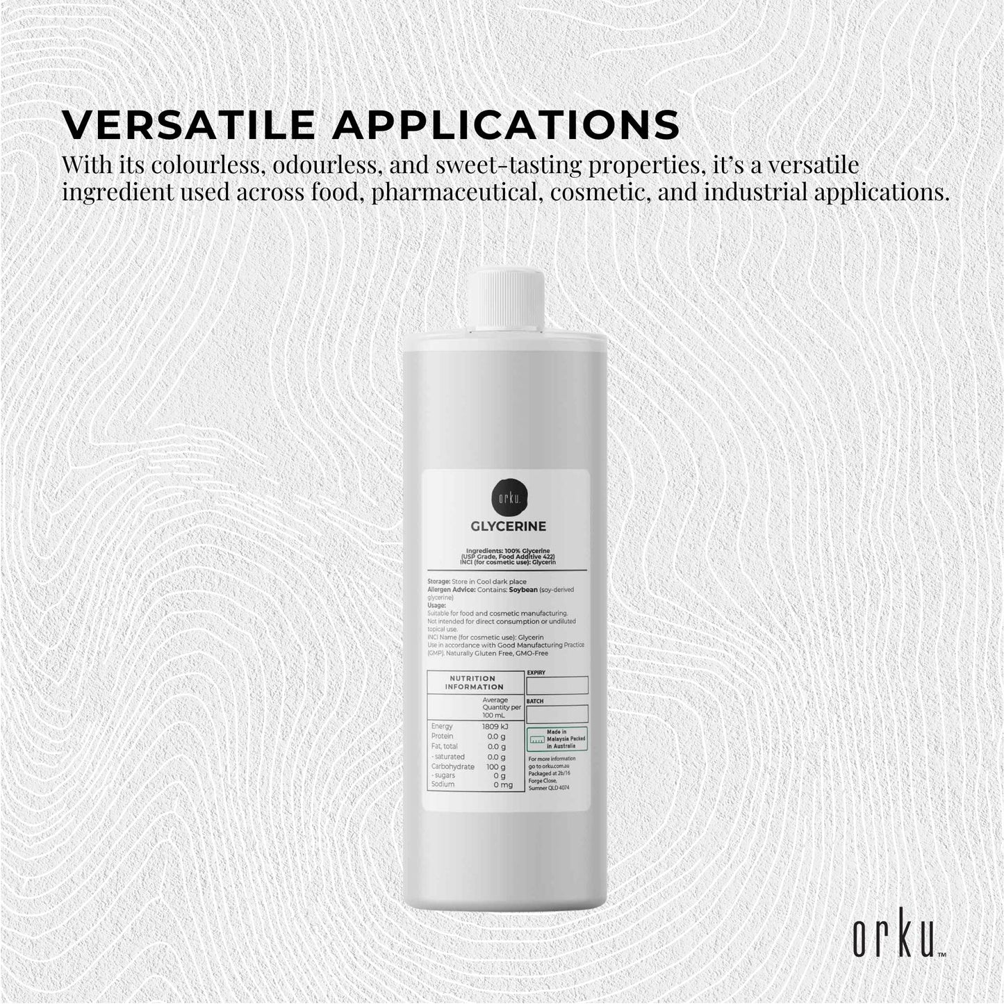 500mL Glycerine Refined USP 99.9% Glycerol Pharmaceutical Vegetable Soybean Rapeseed