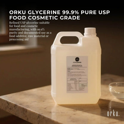 Orku 5L Glycerine 99.9% Pure USP Food + Cosmetic Grade – Vegetable Glycerol