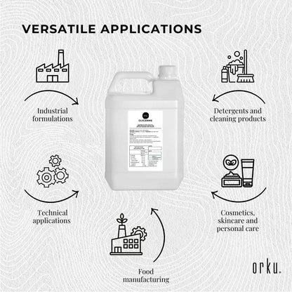 Orku 5L Glycerine 99.9% Pure USP Food + Cosmetic Grade – Vegetable Glycerol