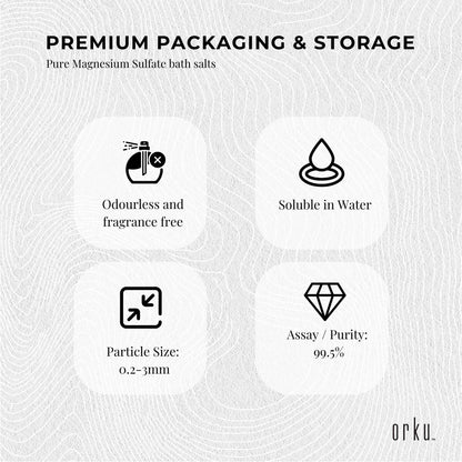 Orku 1Kg Epsom Salt - Magnesium Sulphate Bath Salts Skin Body