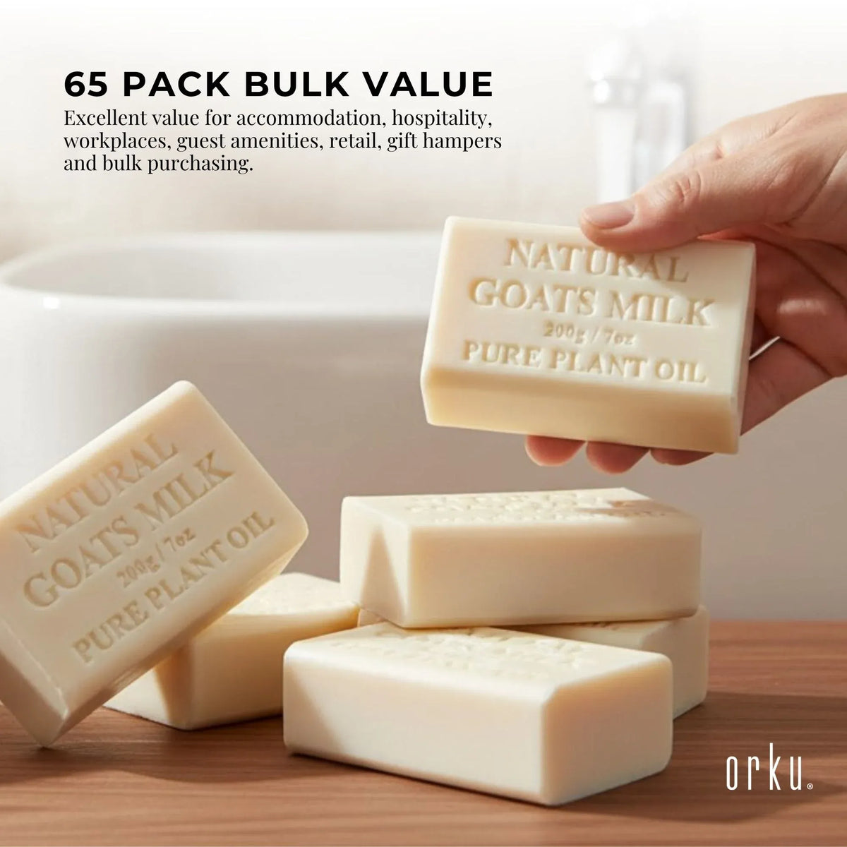 Orku 65 x 200g Goat Milk Soap Bars Natural Creamy Scent Australian Made