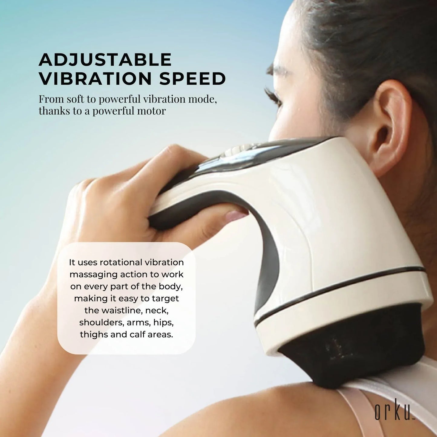 Orku Handheld Body Massager 4 Heads - Adjustable Speed for Neck Back Legs