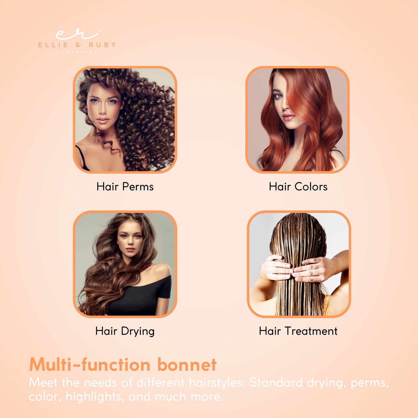 Ellie & Ruby Hanging Hooded Hair Dryer Wall Mounted Bonnet Hood Salon Hairdryer