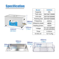 22L Digital Ultrasonic Cleaner Jewelry Ultra Sonic Bath Degas Parts Cleaning Tristar Online