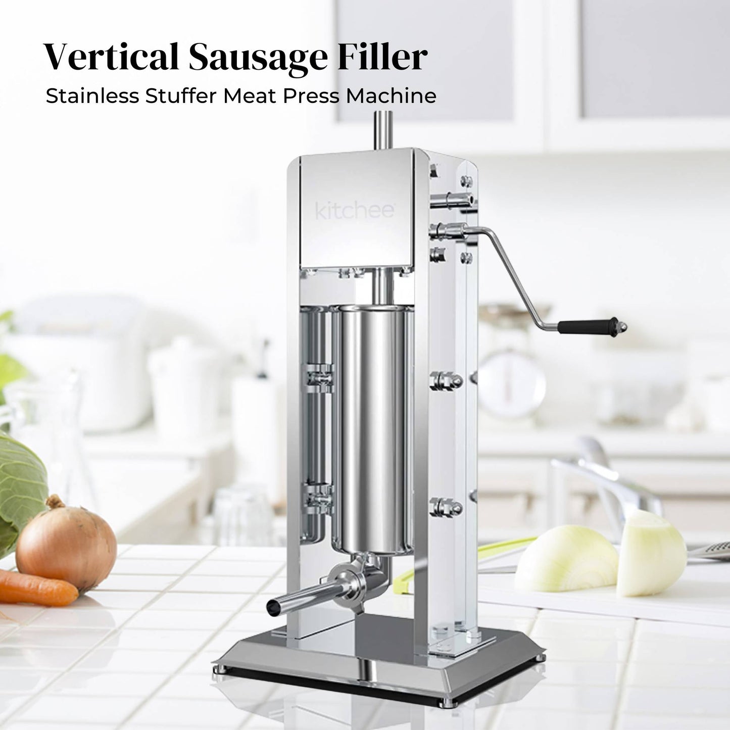 3L Manual Vertical Sausage Filler - Stainless Stuffer Meat Press Machine