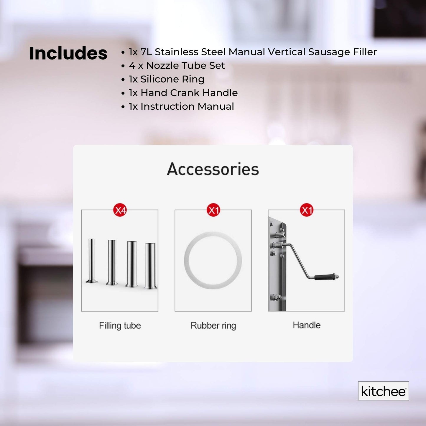 7L Manual Vertical Sausage Filler - Stainless Stuffer Meat Press Machine