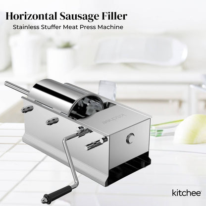 7L Manual Horizontal Sausage Filler - Stainless Stuffer Meat Press Machine