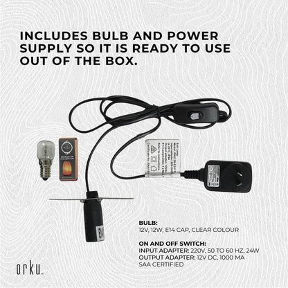 12V 12W 2-3 Kgs Himalayan Pink Salt Lamp Natural Rock Crystal Light Bulb On/Off