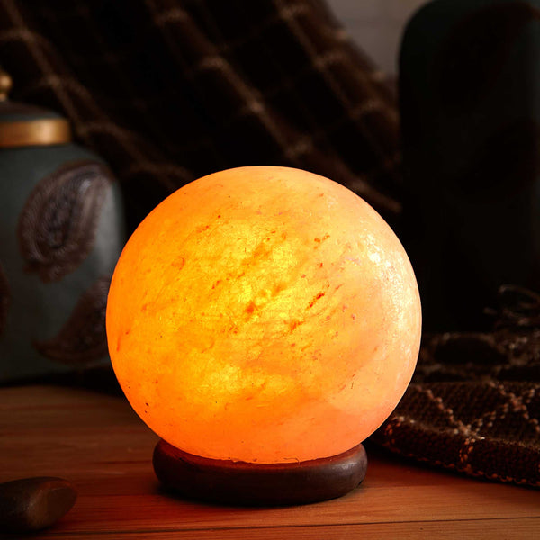 12V 12W 6.5" Ball Himalayan Pink Salt Lamp Carved Rock Crystal Light Bulb On/Off Tristar Online