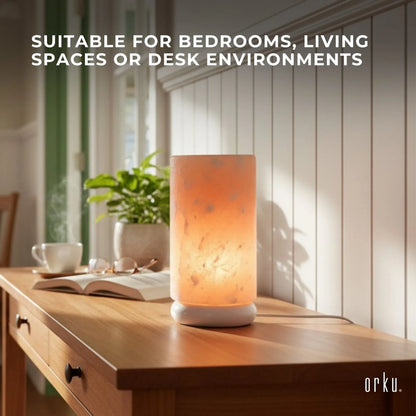 Orku Cylinder Shape Himalayan Pink Salt Lamp - Hand Carved Tube Night Light