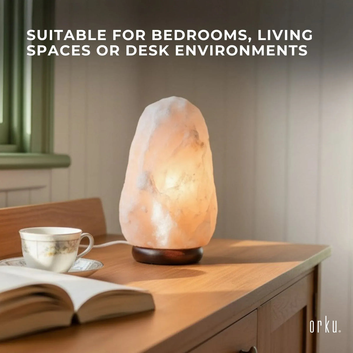 Orku 1-2Kg Himalayan White Salt Lamp - Natural Rock Shape Night Light