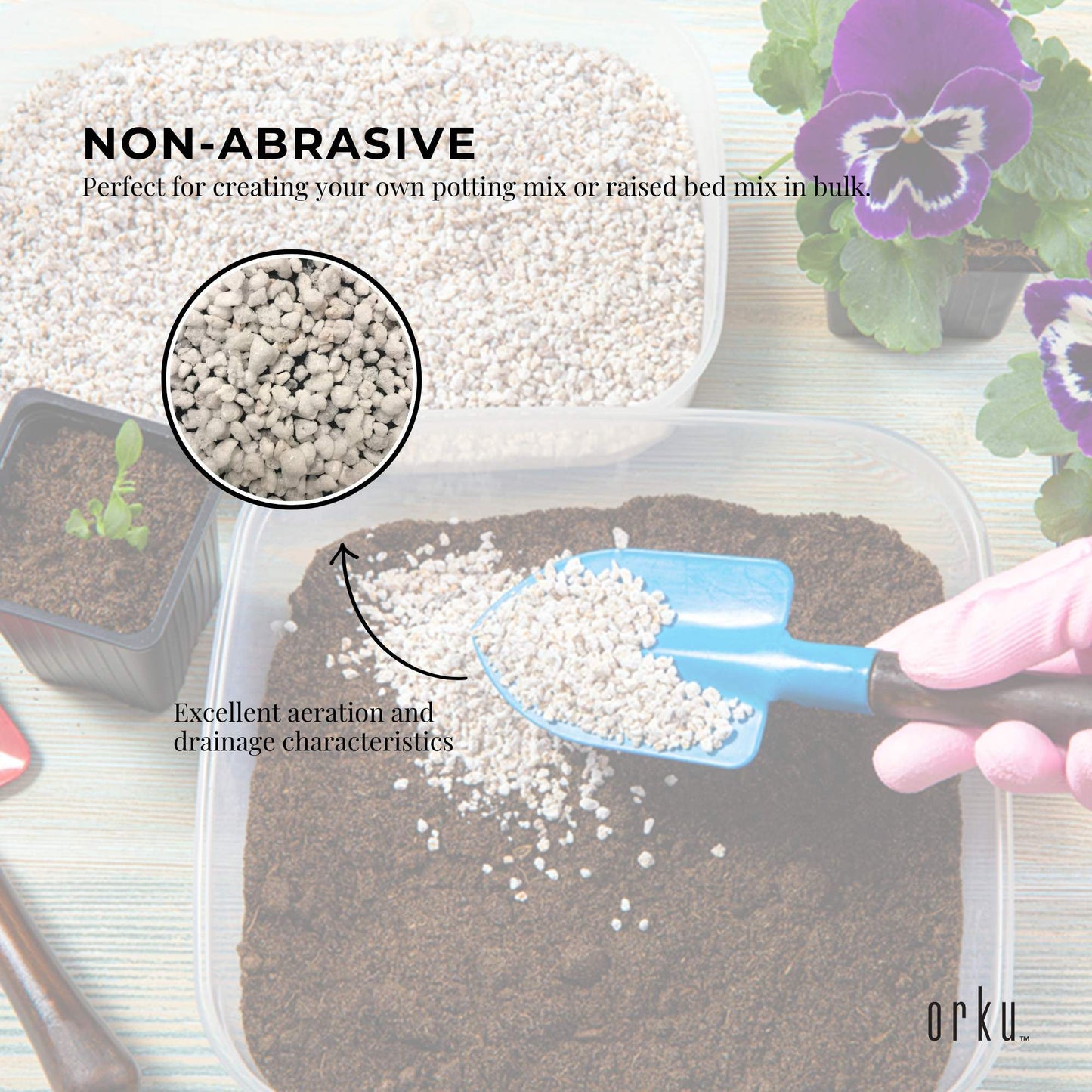Orku 100L Perlite Coarse Premium Soil Expanded Medium Plants Hydroponics Bulk