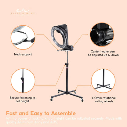 Ellie & Ruby Standing Hair Dryer Accelerator - 360 Rotating Halo Rolling