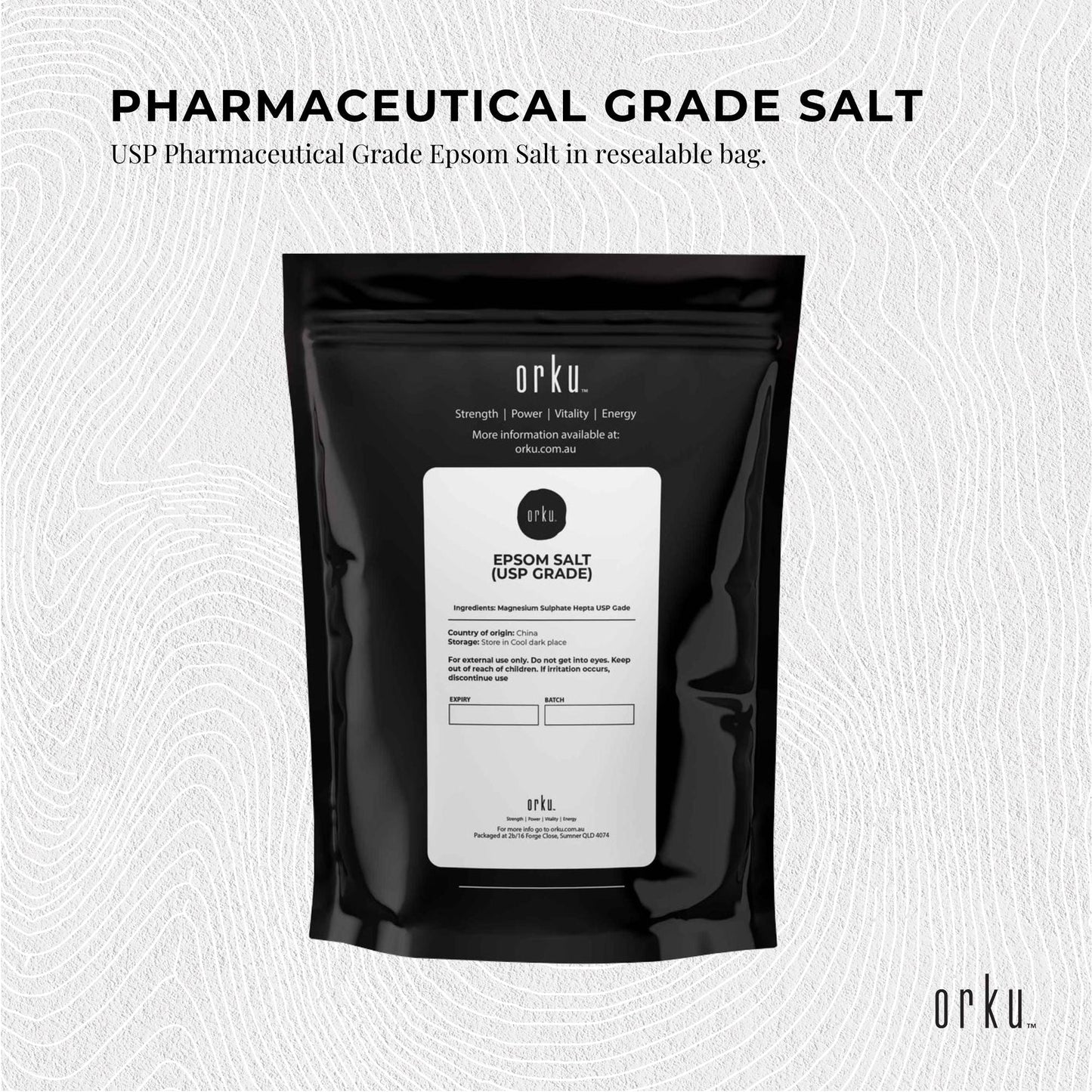 Orku 1Kg Epsom Salt - USP Grade Magnesium Sulfate Body Bath Salts