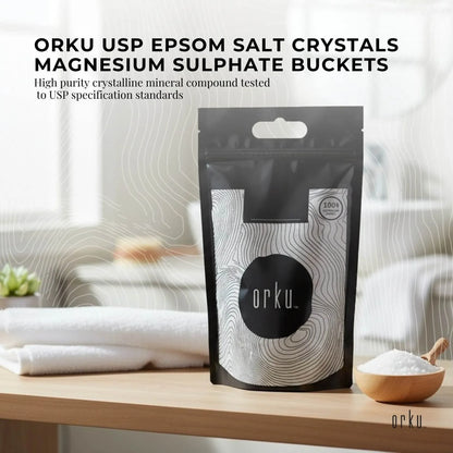 Orku 10Kg USP Epsom Salt Crystals Magnesium Sulphate - Bath Soak Salts