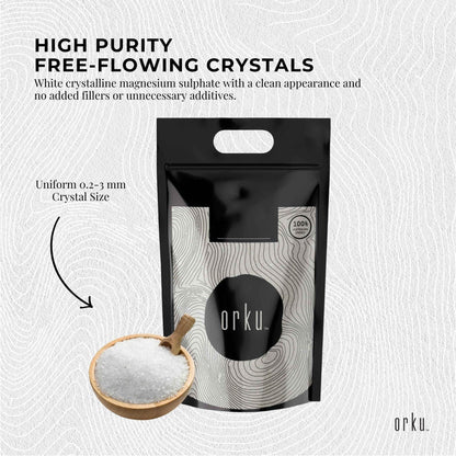 Orku 10Kg USP Epsom Salt Crystals Magnesium Sulphate - Bath Soak Salts