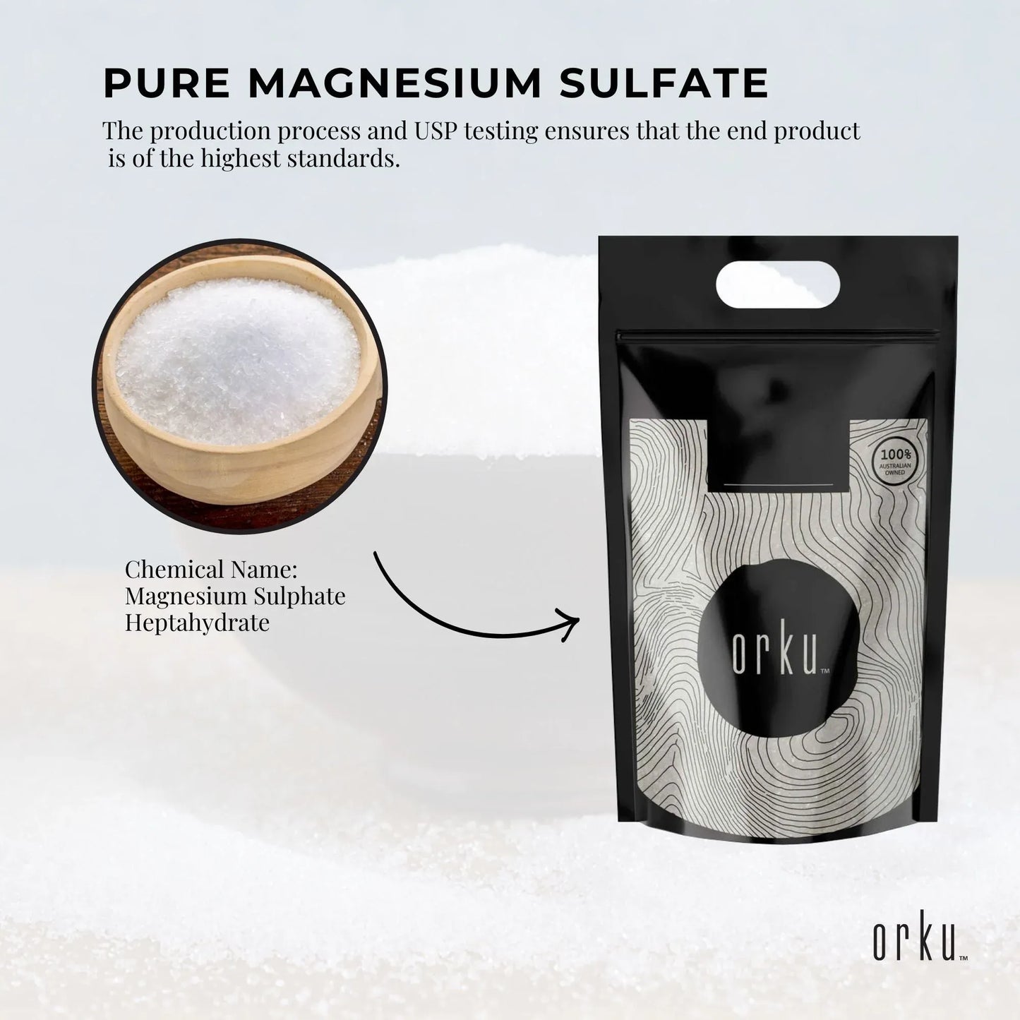 Orku 10Kg USP Epsom Salt Crystals - Magnesium Sulphate Bath Garden Household Use
