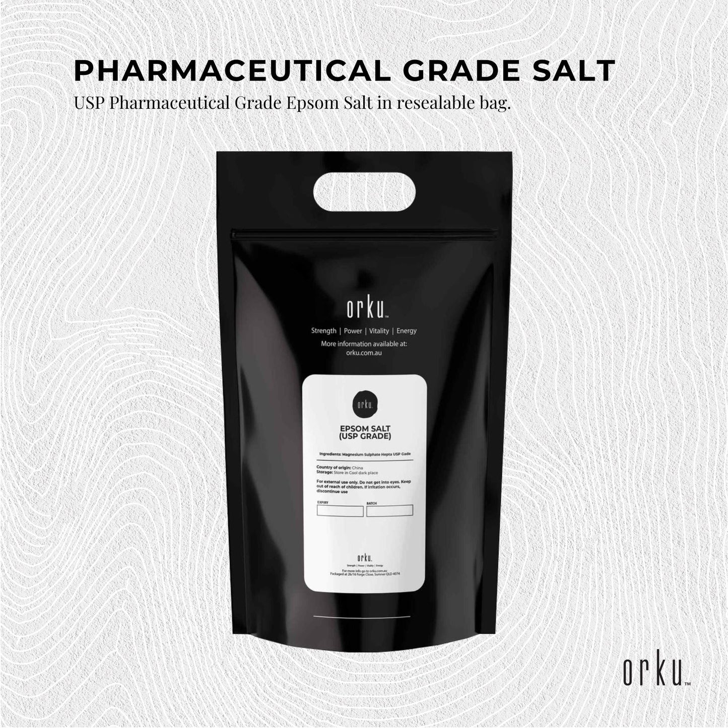 Orku 10Kg Epsom Salt - USP Grade Magnesium Sulfate Body Bath Salts