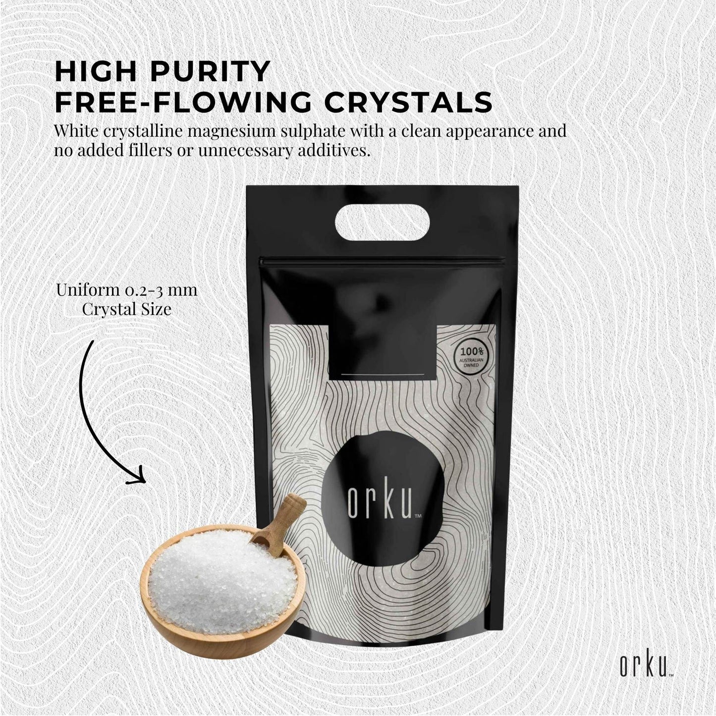 Orku 20Kg USP Epsom Salt Crystals Magnesium Sulphate - Bath Soak Salts