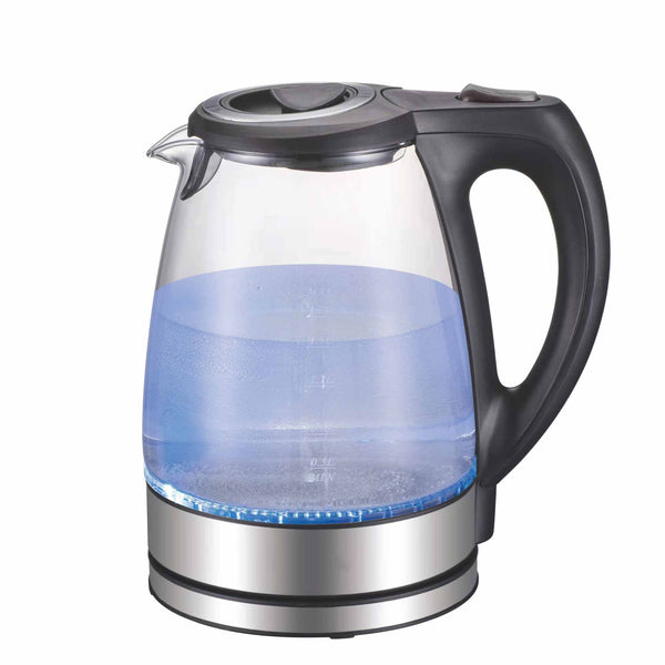 1.7L Electric Glass Kettle LED Blue Light 360 Automatic Cordless Water Boiling Jug Tristar Online