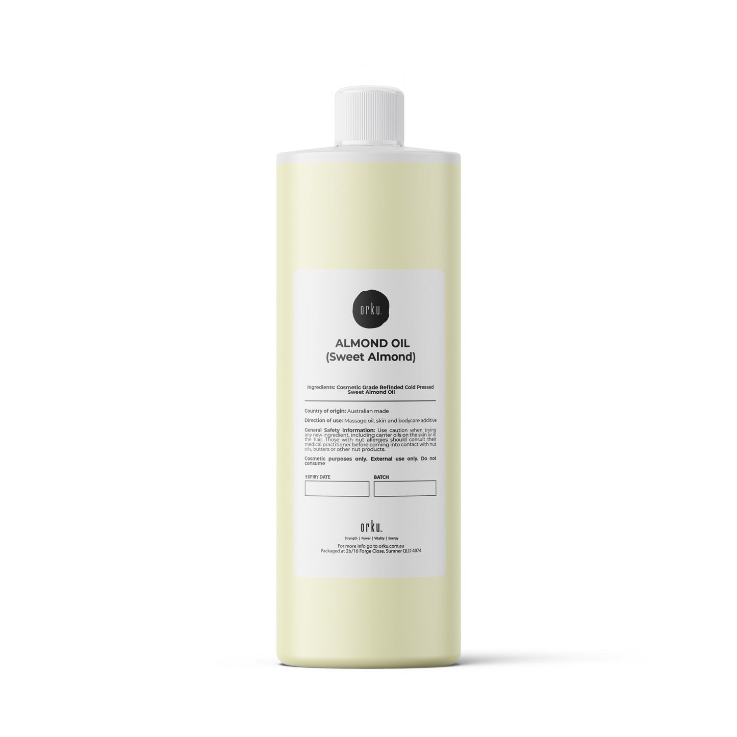 Orku 500ml Sweet Almond Oil 100% Pure Refined Cosmetic Carrier Skin Hair