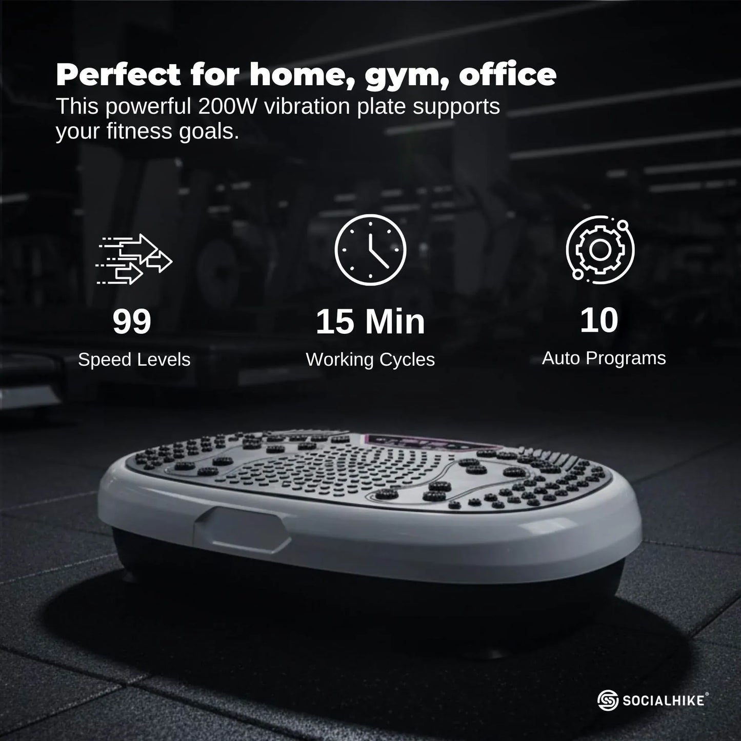 Social Hike 60cm Vibration Plate Machine Full Body Exercise Platform White