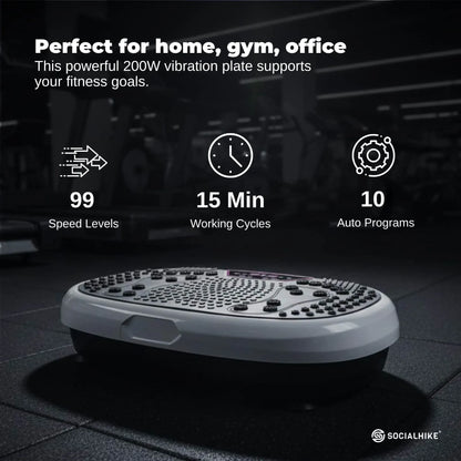 Social Hike 60cm Vibration Plate Machine Full Body Exercise Platform White