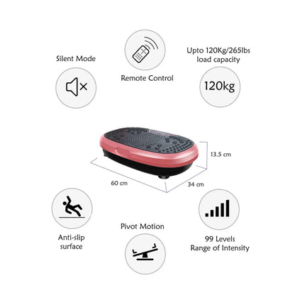 Social Hike 60cm Vibration Plate Machine Full Body Exercise Platform Pink