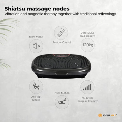Social Hike 60cm Vibration Plate Machine Full Body Exercise Platform Black