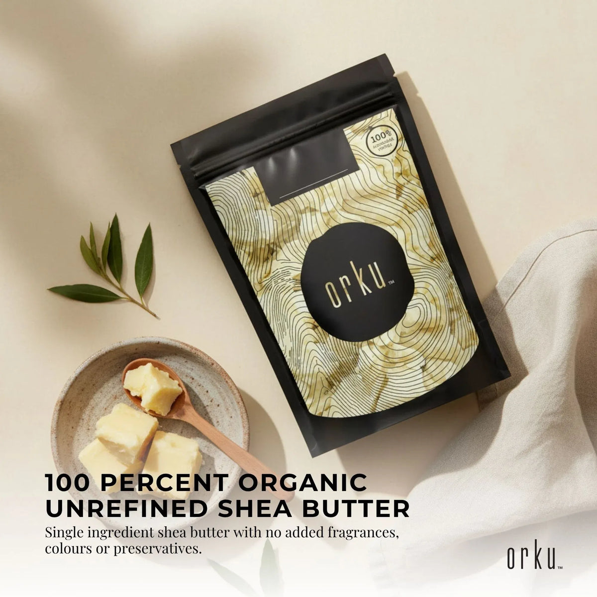 Orku 500g Organic Unrefined Shea Butter Raw African Karite Chunks